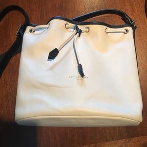 Longchamp white and black bucket bag